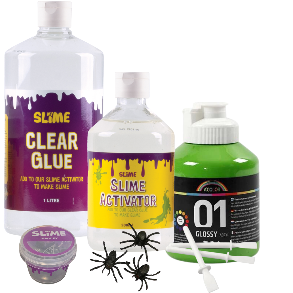My Slime Spiders Bundle Glue, Activator, Green Paint, Spiders & Slime Pots