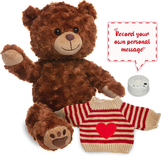 Chestnut Brown Bear - Recordable & Love Heart Jumper