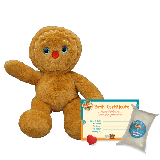 Crumble the Gingerbread Bear make-a-bear kit with birth certificate, wishing heart and cuddle filling